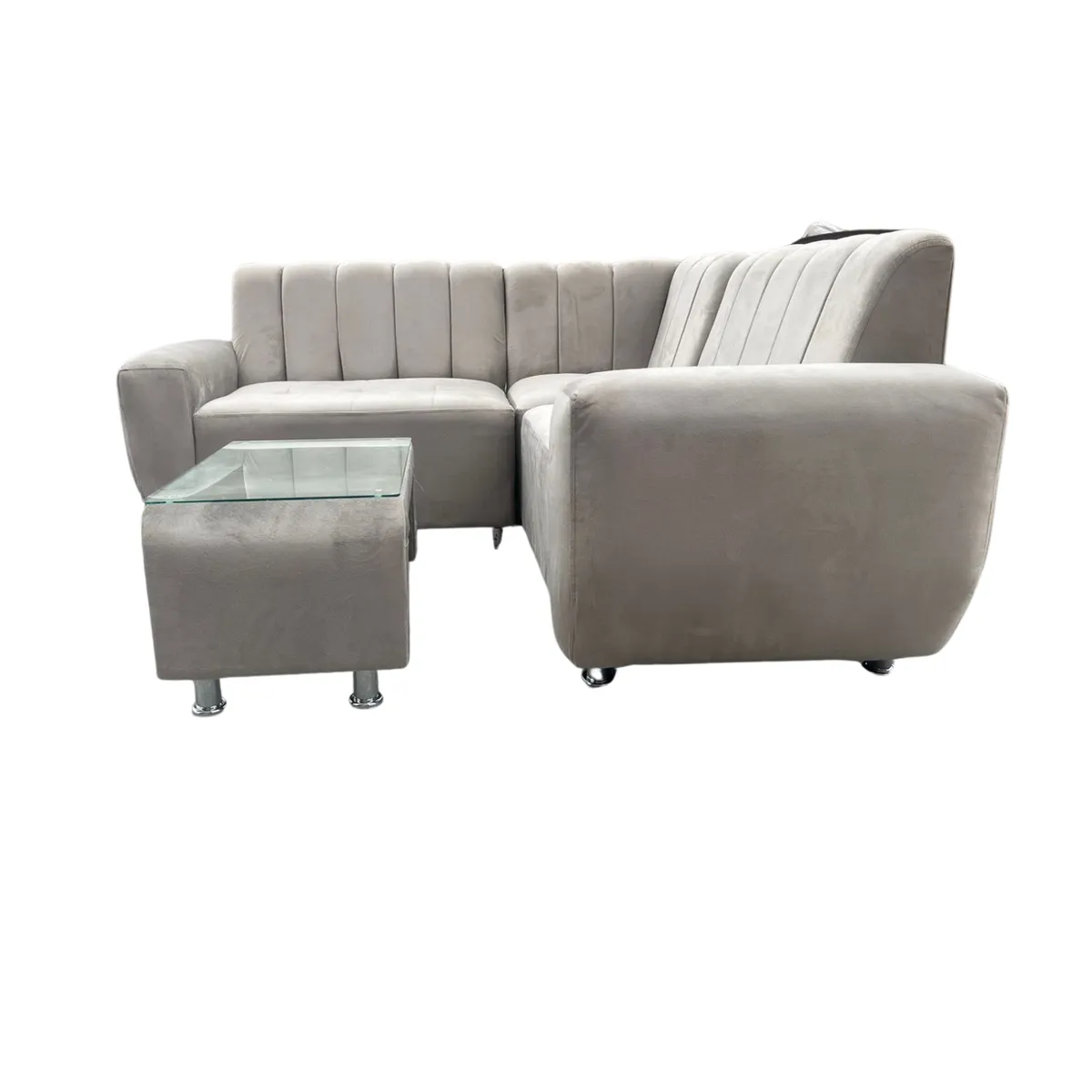 AMOBLART - seccional lenna beige   sillon para departamentos pequeños 3piezas