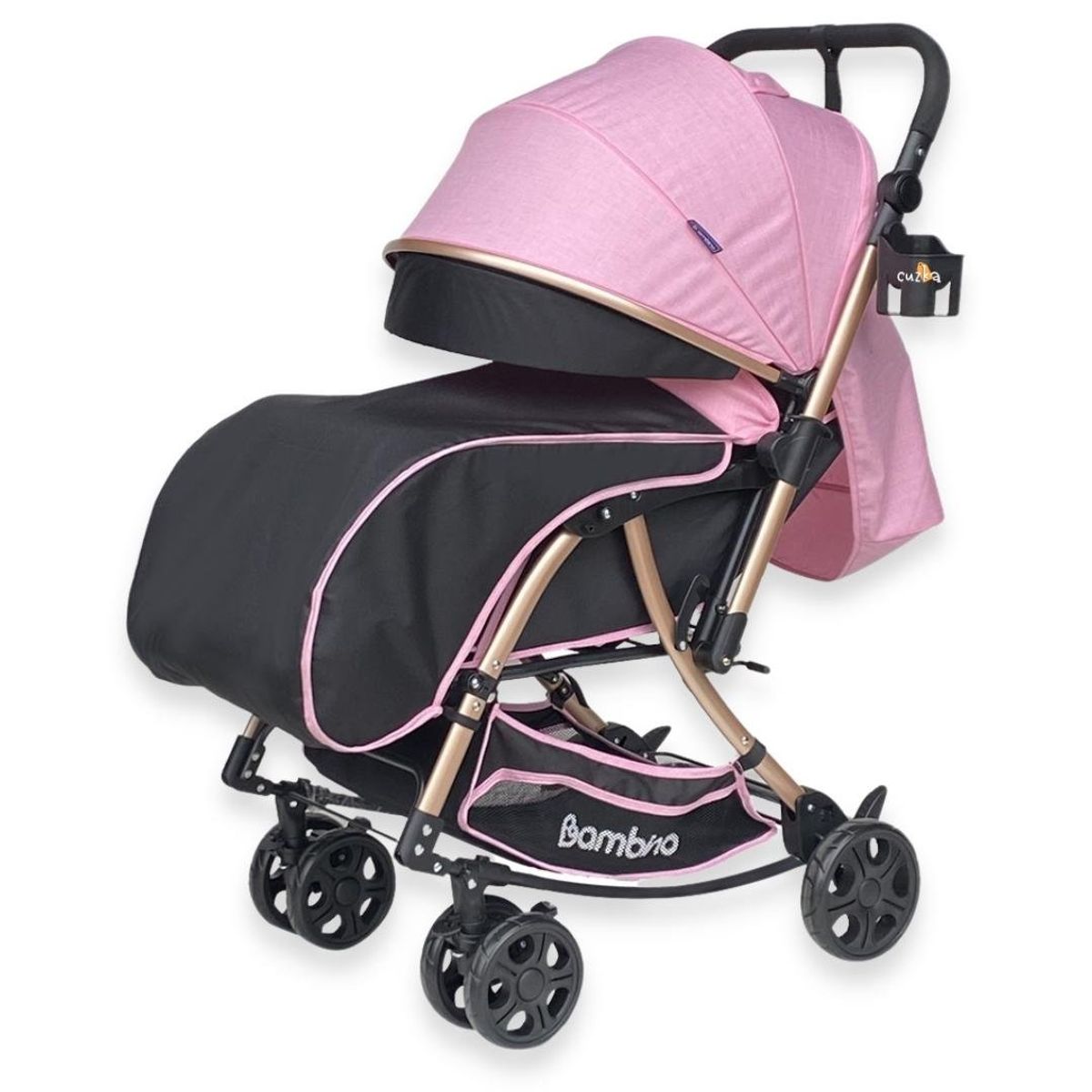 BAMBINO - Coche Cuna con Mecedora para Bebé «ROMA» Pink