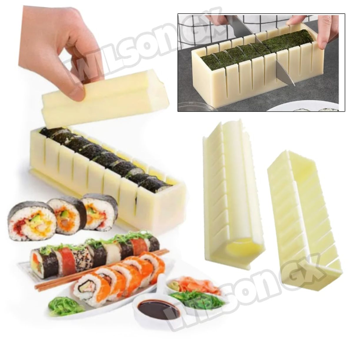 GENERICO - Moldes para hacer Sushi Maki Kit Molde para Makis 9 cortes