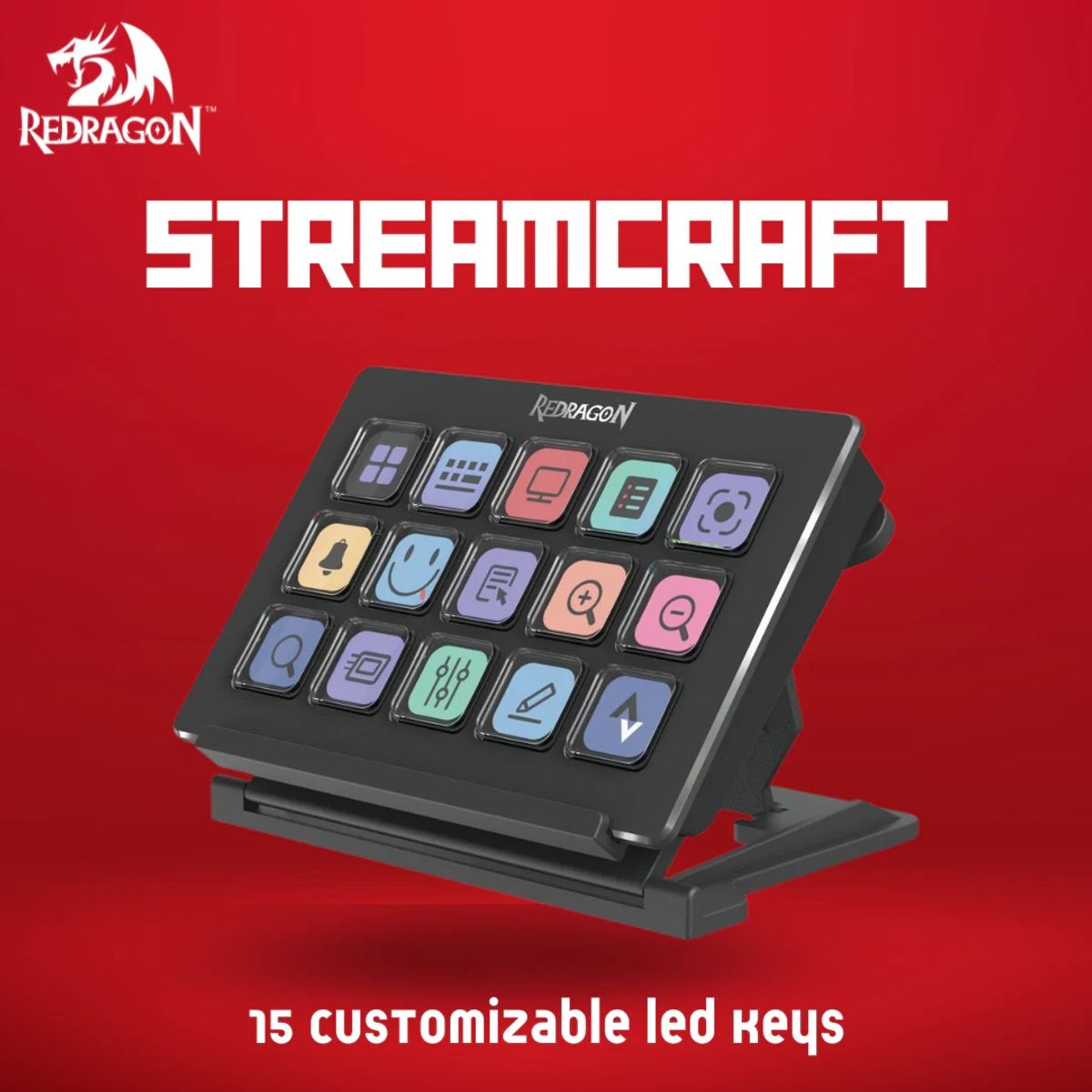 REDRAGON - Redragon - Teclado StreamCraft SS-550 con 15 Teclas LCD Personalizable
