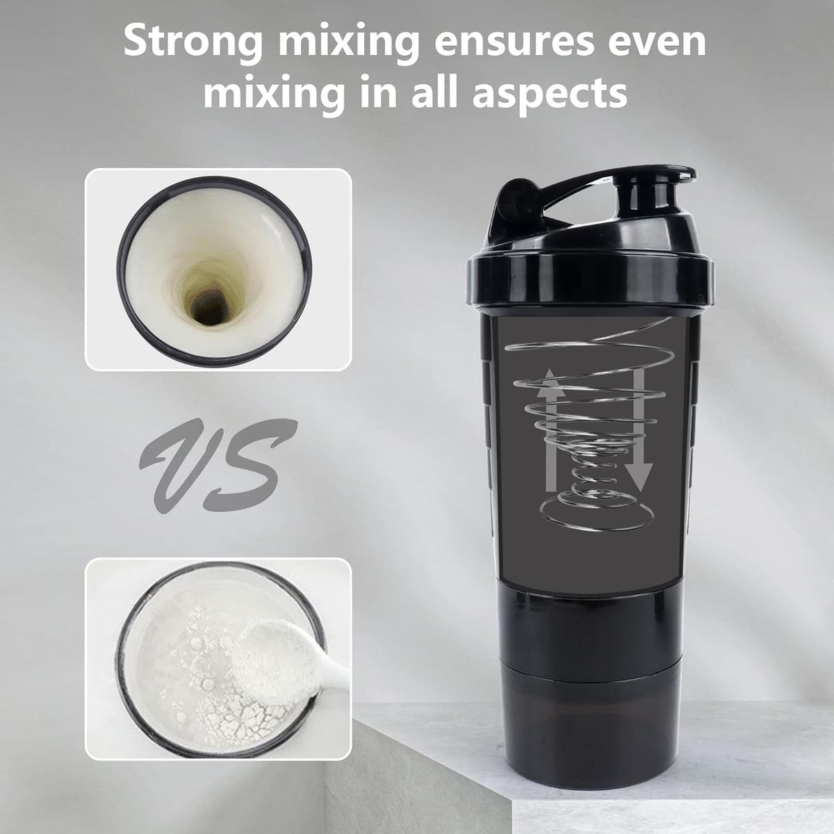 TODO FIT - Shaker Tomatodo Batidor Manual de Proteínas y batidos Negro