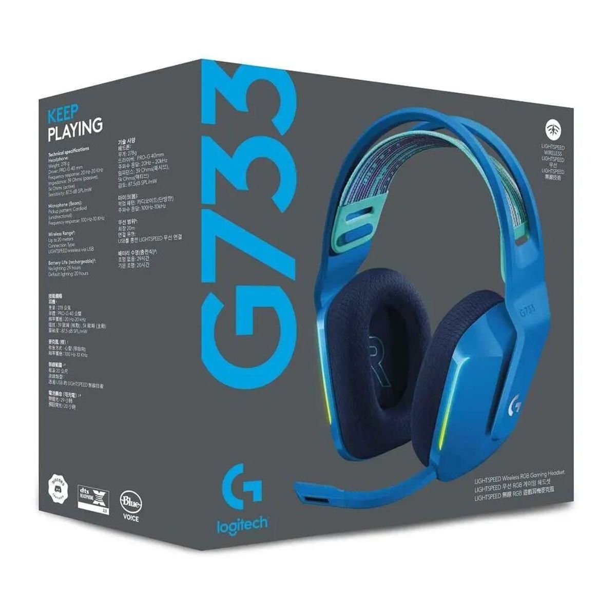 LOGITECH - AUDIFONO GAMER LOGITECH G733 LIGHTSPEED  981-000942  AZUL