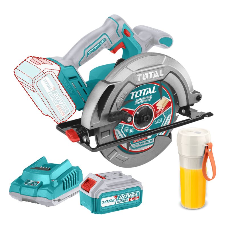 TOTAL TOOLS - Sierra circular 7 1/4" 20v Total + licuadora portatil