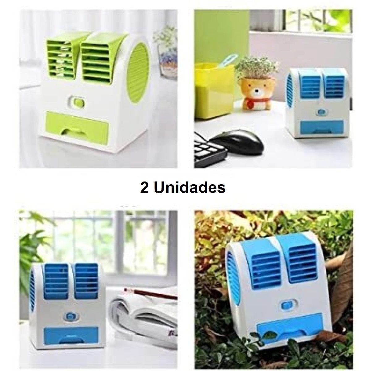 OEM - Ventilador Usb Portatil Aire Acondicionado Escritorio Oficina Auto x 2 Unidades