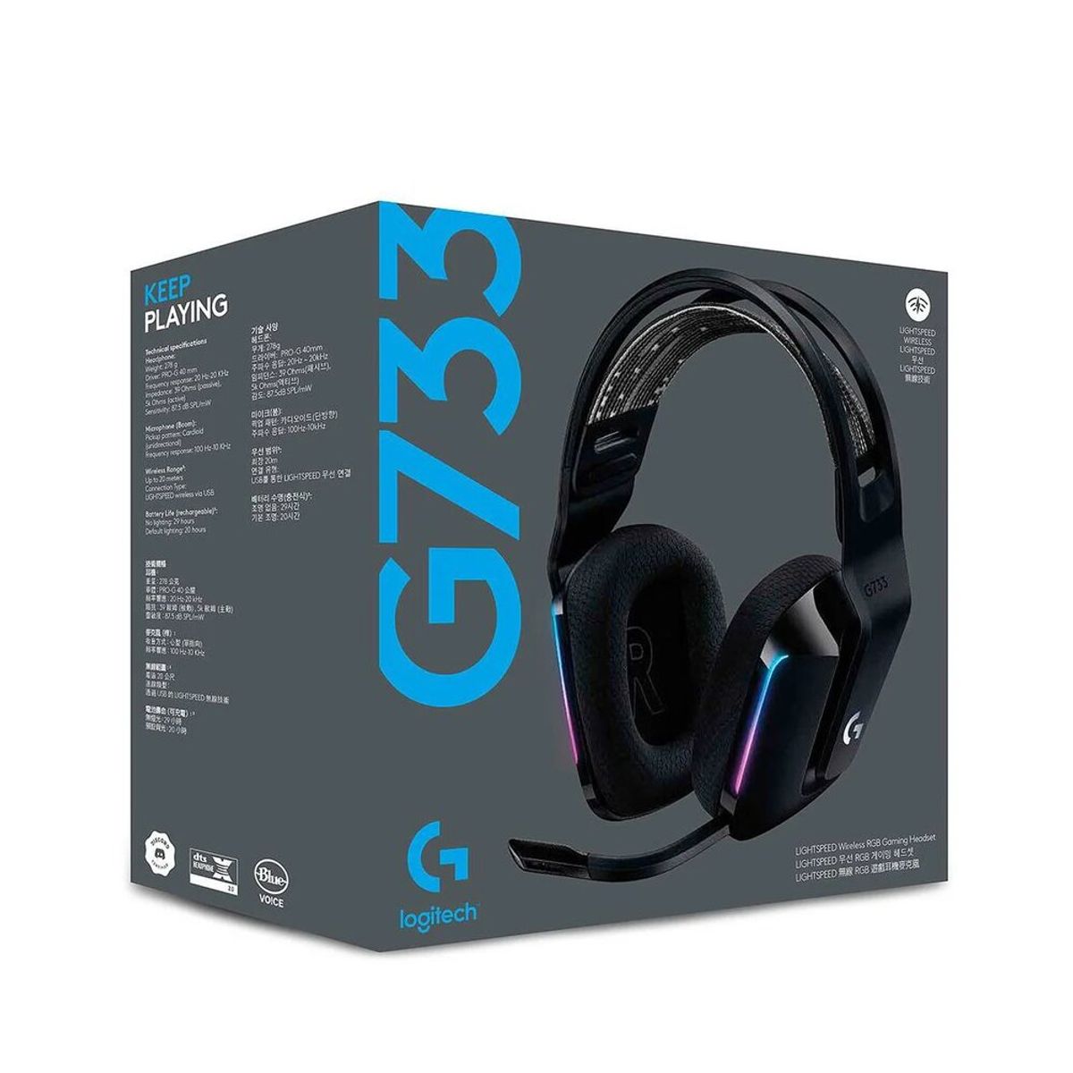 LOGITECH - AUDIFONO GAMER LOGITECH G733 LIGHTSPEED  981-000863  BLACK