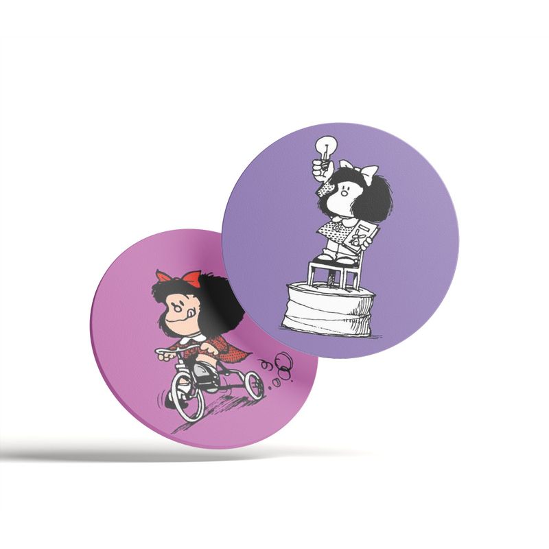 GENERICO - Pack x 4 Posavasos Mdf con base de corcho Mafalda