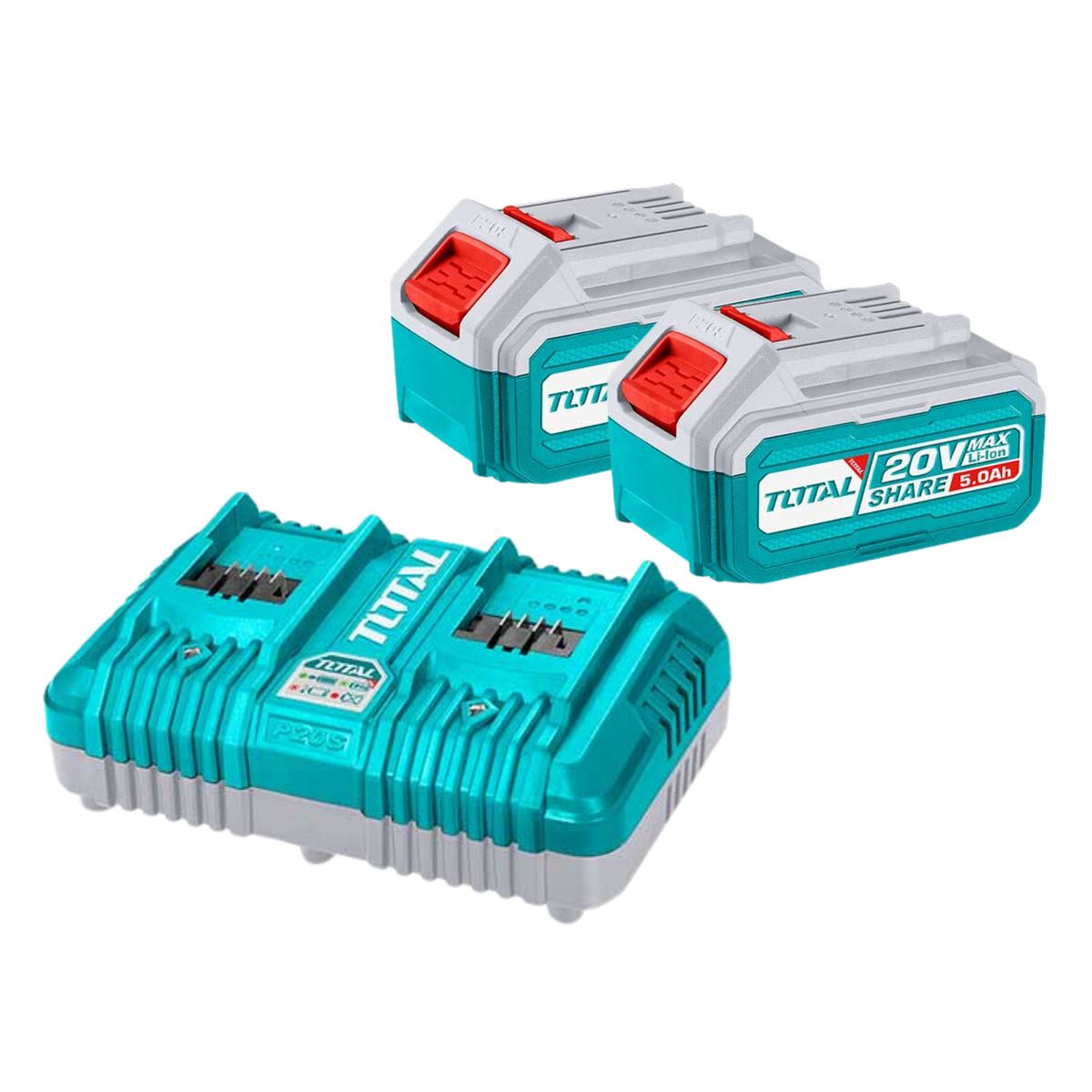 TOTAL TOOLS - Combo 2 baterias 5ah + cargador industrial Total