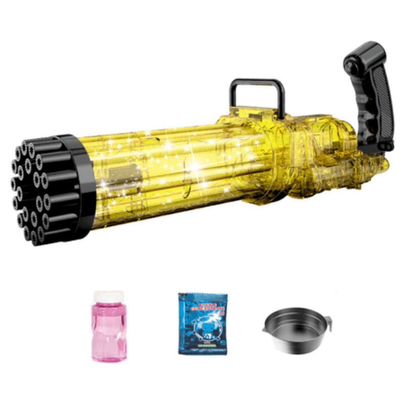 GENERICO - Juguete Lanzador de Burbujas 21 Agujeros Luz Led - Amarillo