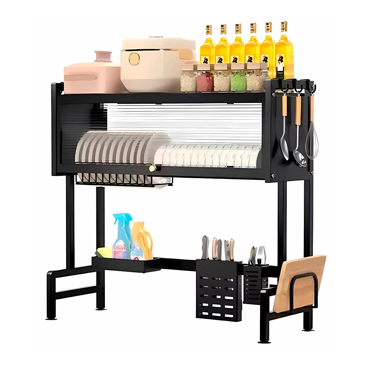 GENERICO - Organizador Y Escurridor Platos  Negro