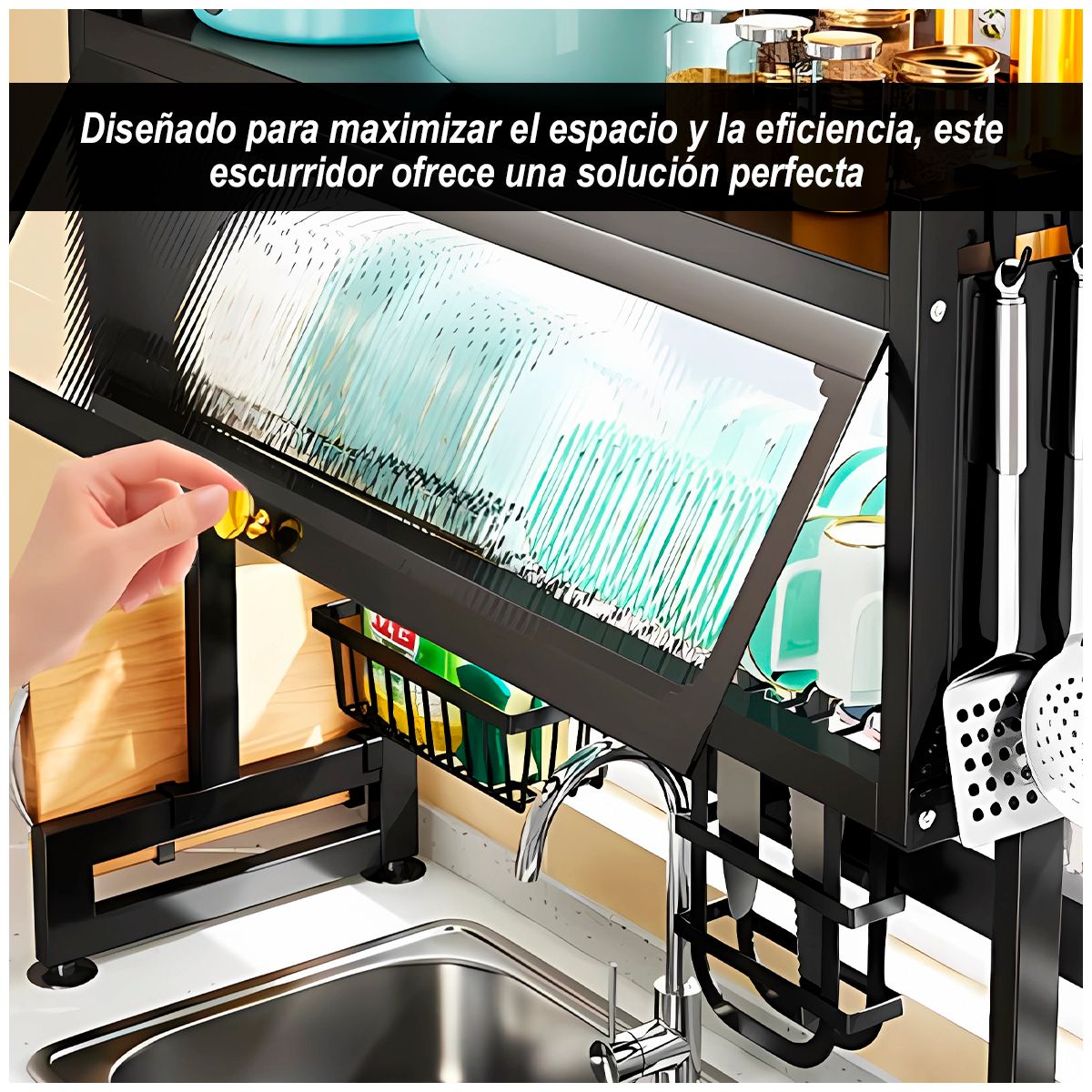 GENERICO - Organizador Y Escurridor Platos  Negro