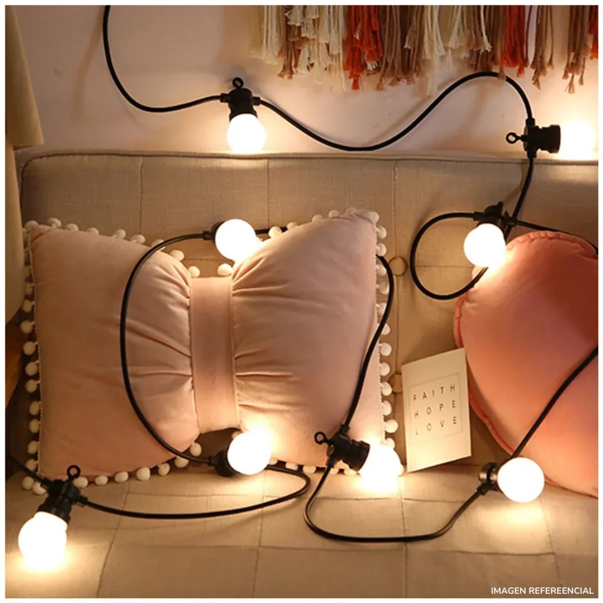 INSPIRA MARKET - Guirnalda de Luces LED 5M con 10 focos Blancos Luz Cálida