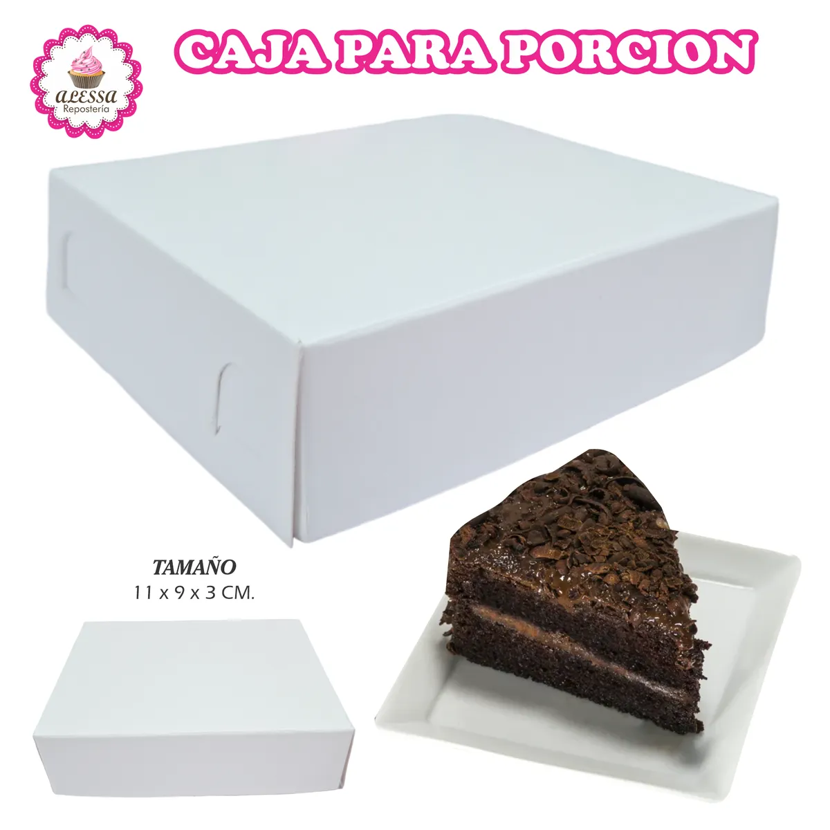 GENERICO - 500 Cajas para Porción de Torta en Repostería