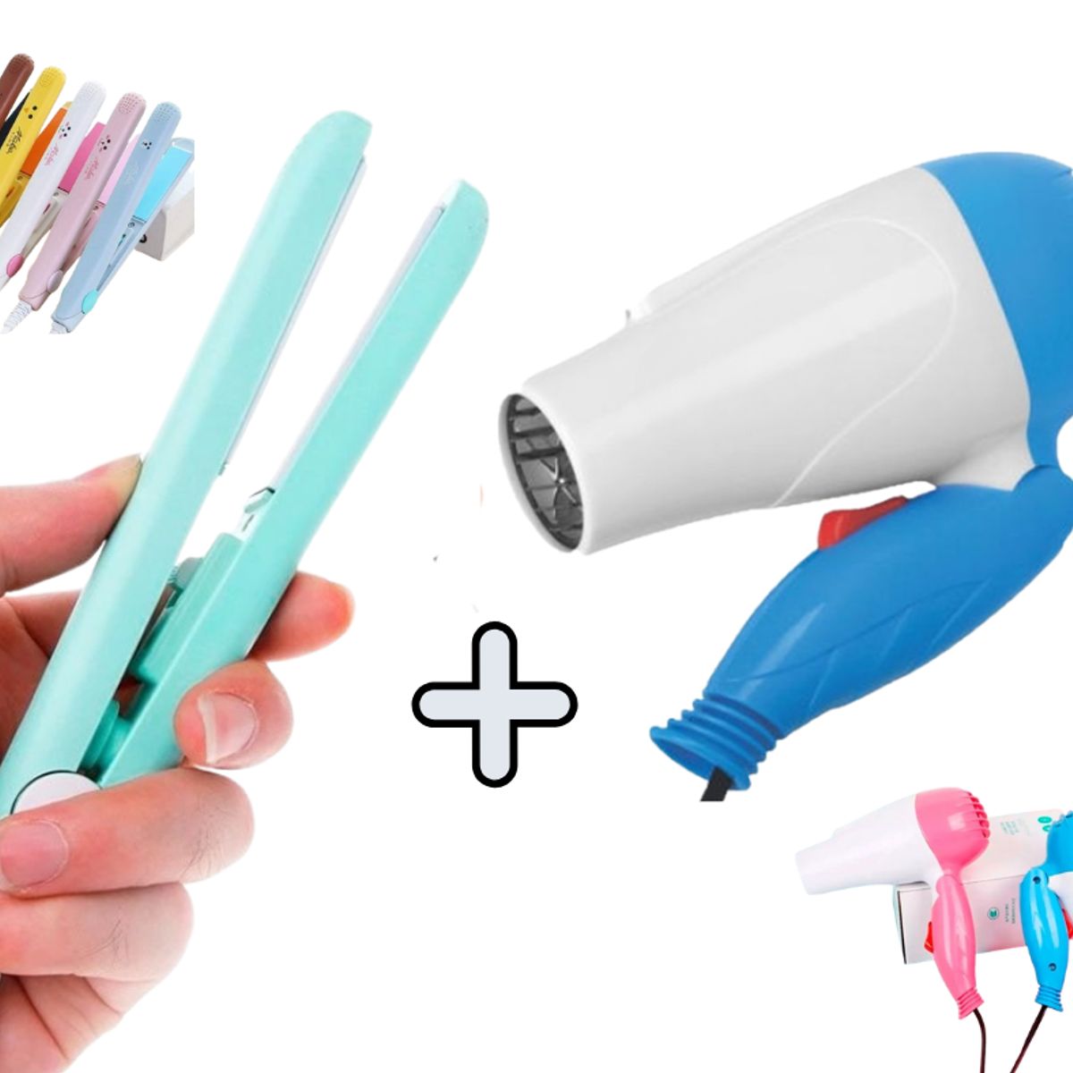 SM - Combo Mini Plancha y Mini Secadora Plegable