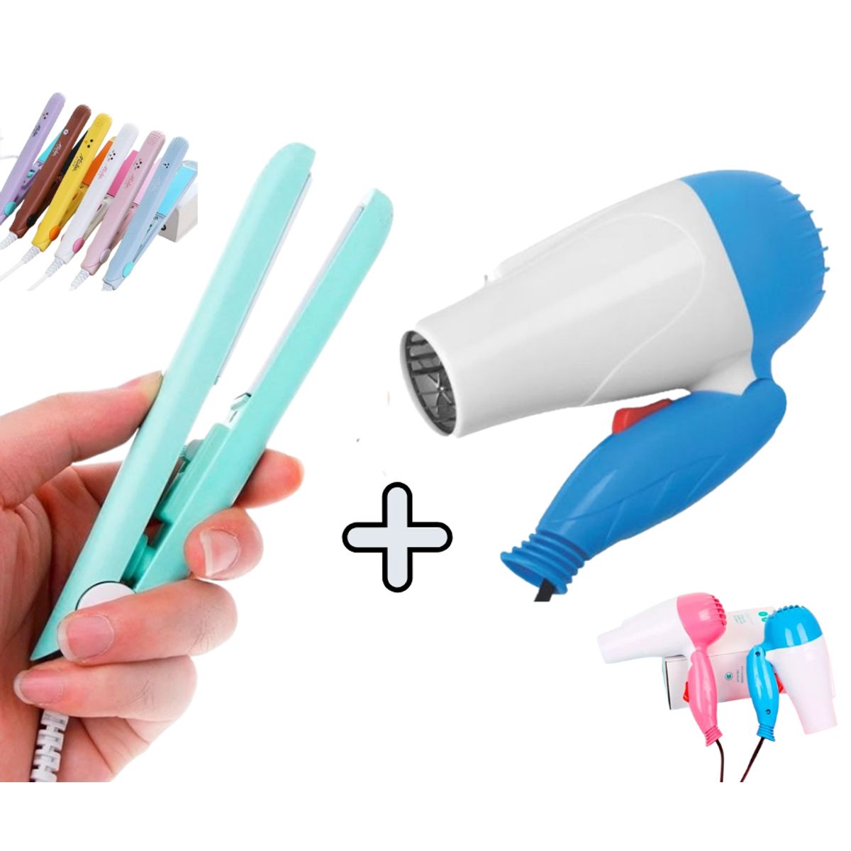 SM - Combo Mini Plancha y Mini Secadora Plegable