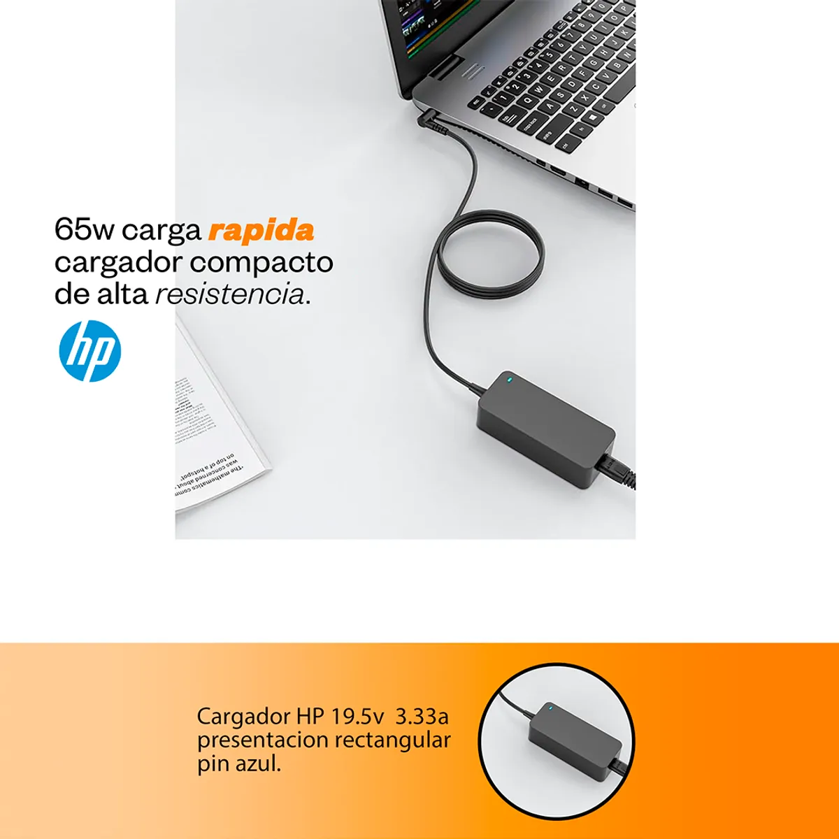 HP - Cargador Hp Punta Azul - 19-5v 3-33a 65w