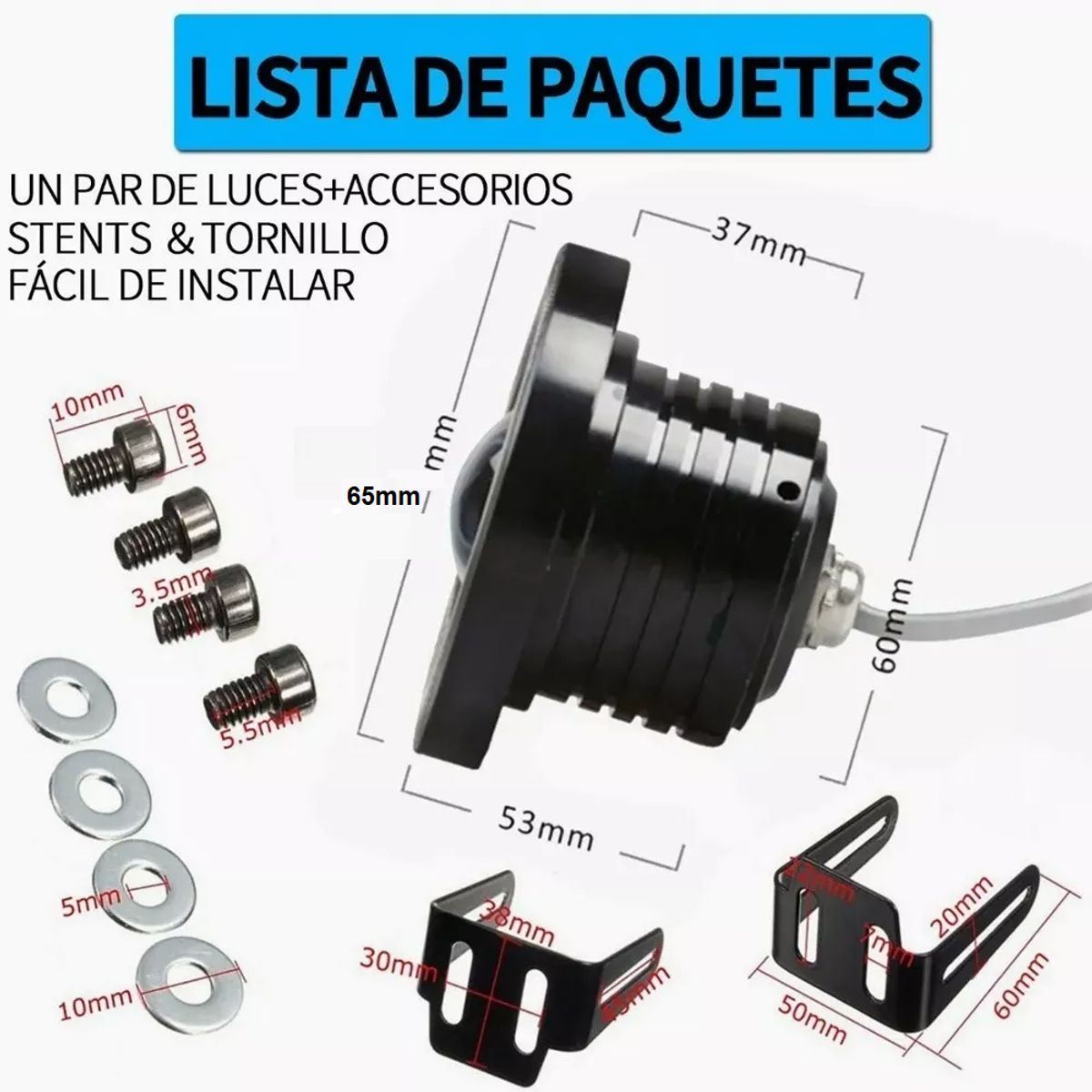GENERICO - Faros Neblineros 65mm Led Ojos De Ángel Autos 1Par