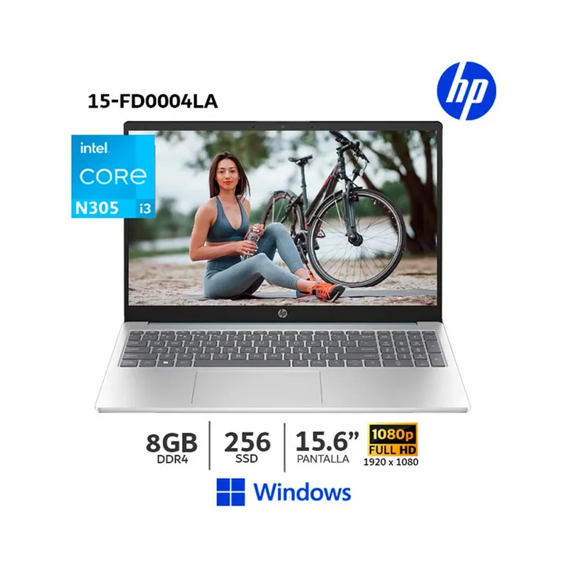 HP - Laptop HP 15-FD0004LA Intel Core™ i3 N305 RAM 8GB Disco 256GB SSD 15.6"  FHD FreeDOS (802N6LA#ABM)