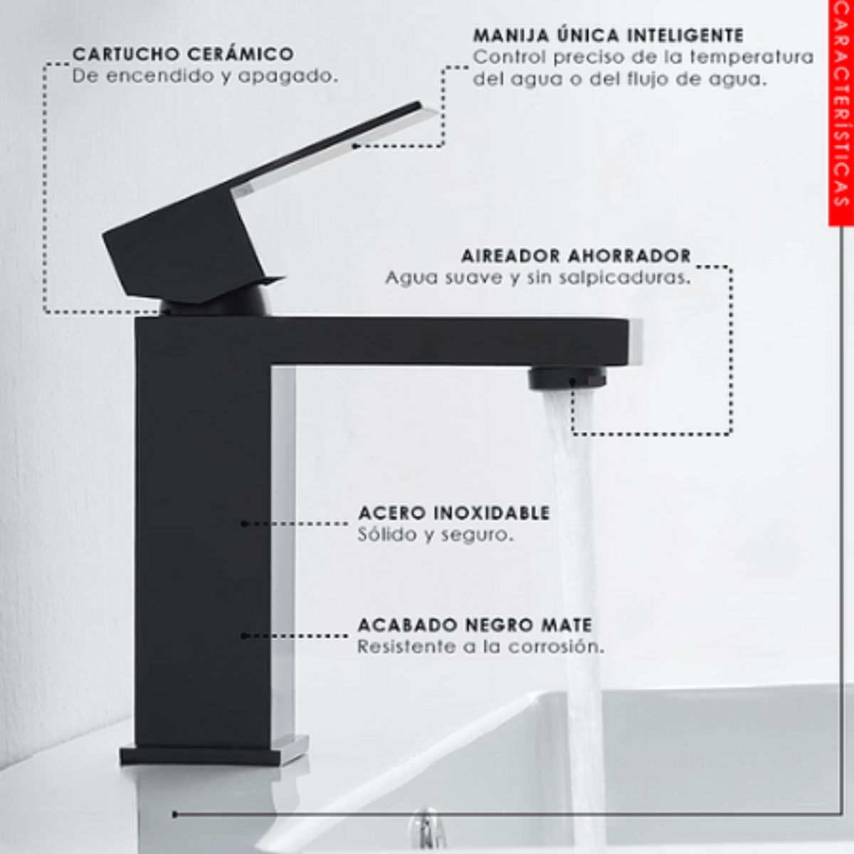 XM - Mescladora Monocomando Acero 304 Negro