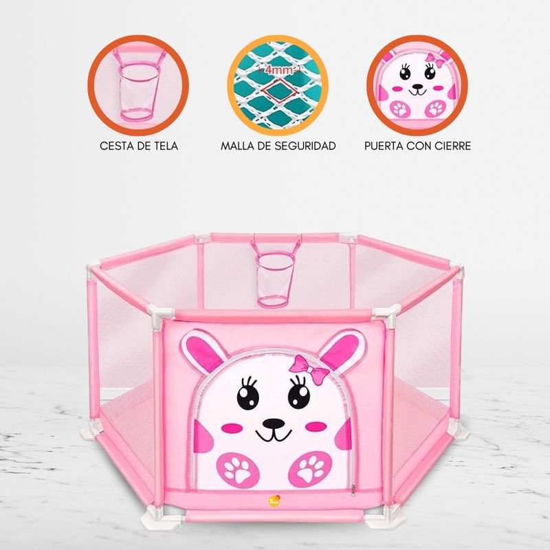 CUZKA - Corral Desarmable con Pelotas para Bebés «FENCE» Pink