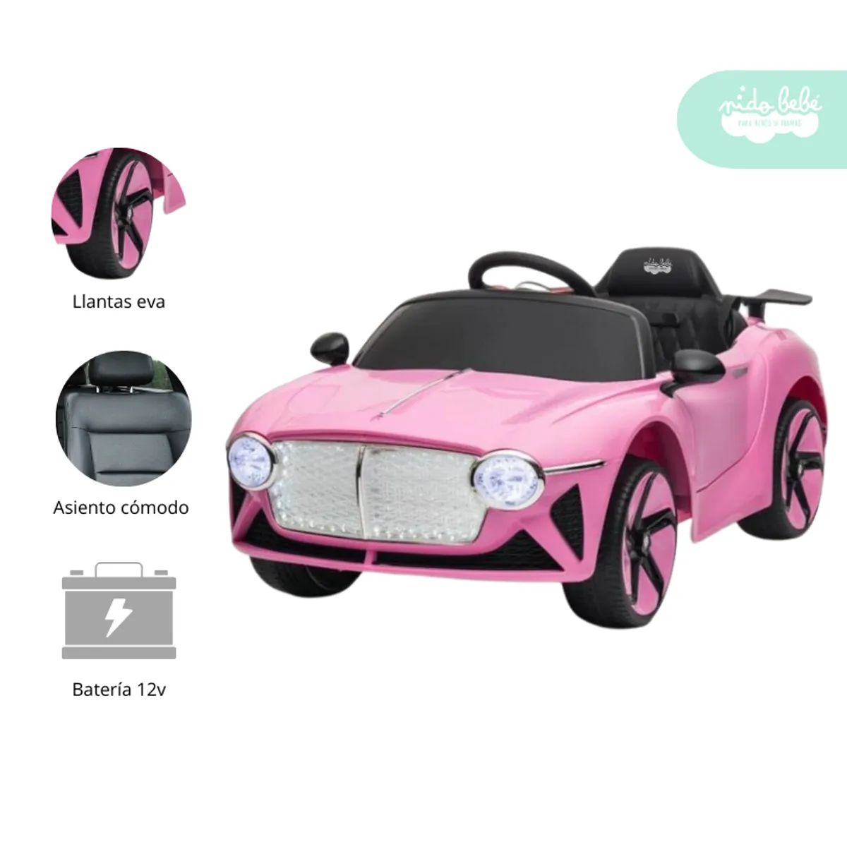 GENERICO - Carrito a Batería para niño Modelo Fansy color Rosado