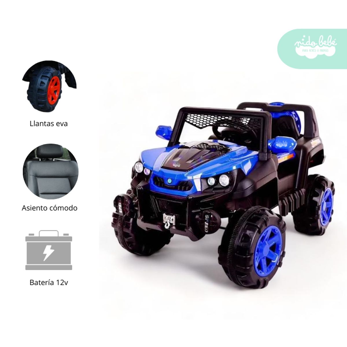 GENERICO - Carrito a Batería para niño Modelo Go Reel Azul