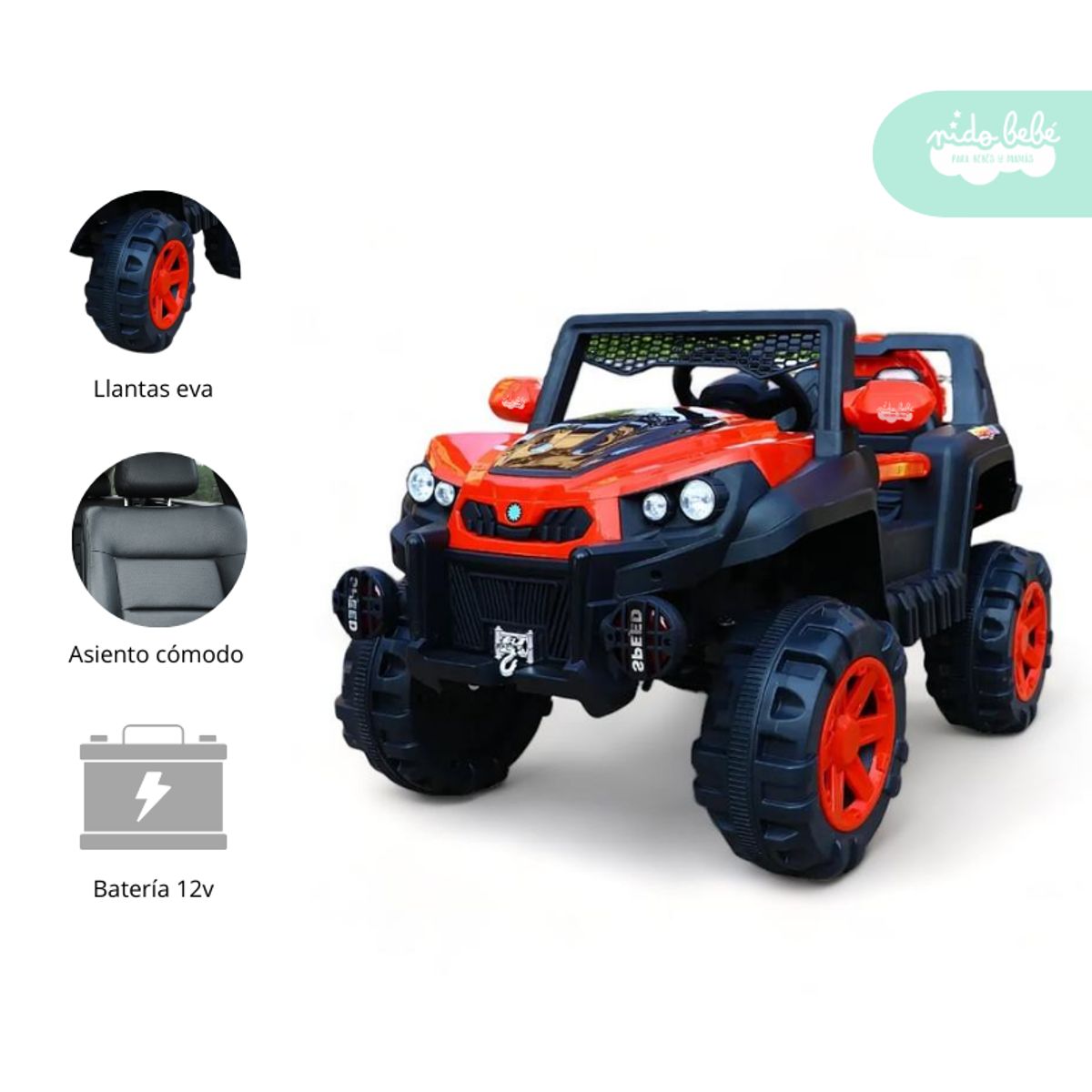 GENERICO - Carrito a Batería para niño Modelo Go Reel Rojo