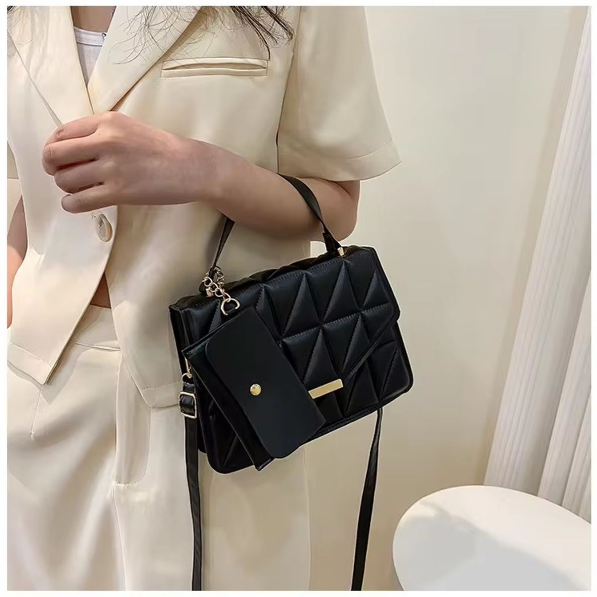 GENERICO - Cartera con Mini monedero 2 en 1 Cuero Sintetico Con Broche