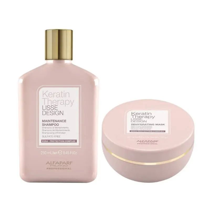 ALFAPARF MILANO - ALFAPARF KERATIN THERAPY – Dúo Pos Alisado Shampoo 250 ml +Rehydrating Mask 200 ml