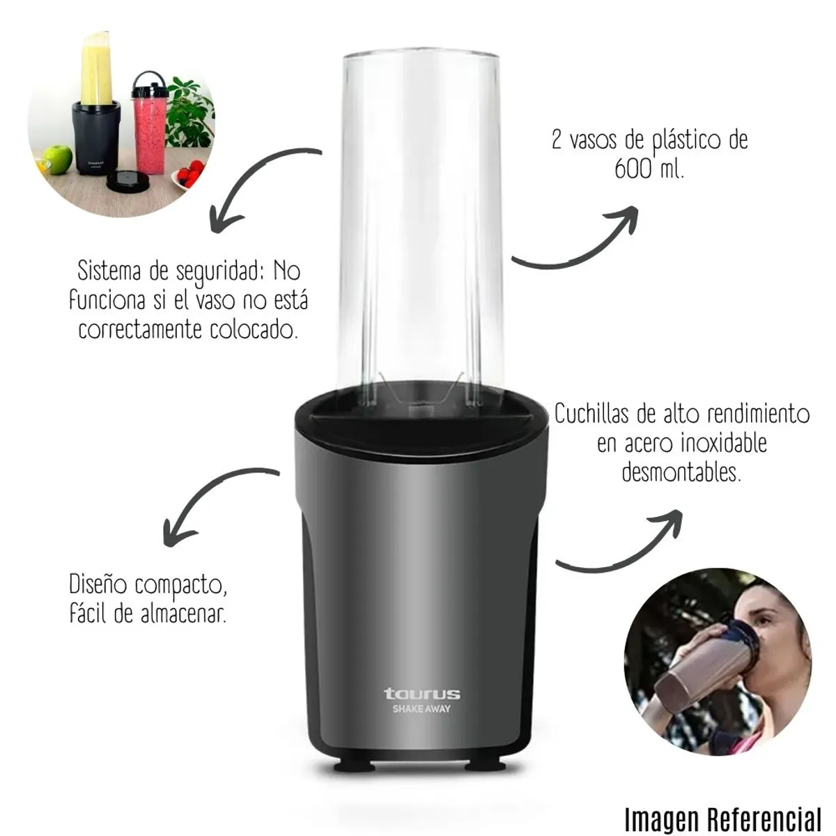 TAURUS - Mini Licuadora Taurus Shake Away 600 ml