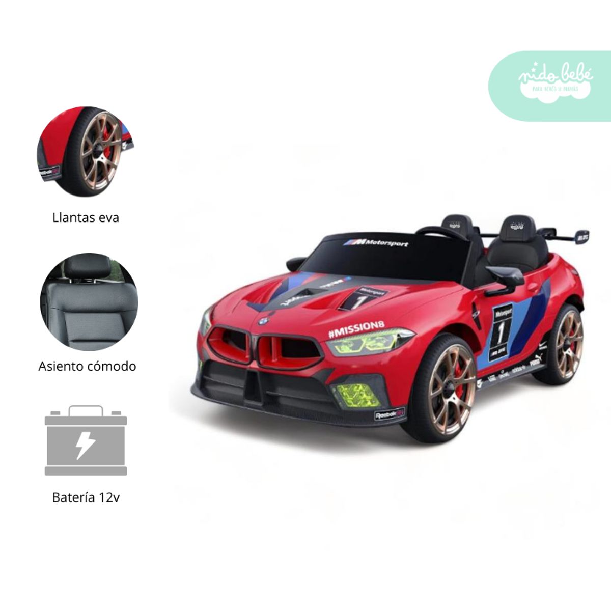 GENERICO - Carrito a Batería para niño Modelo Hart Rojo