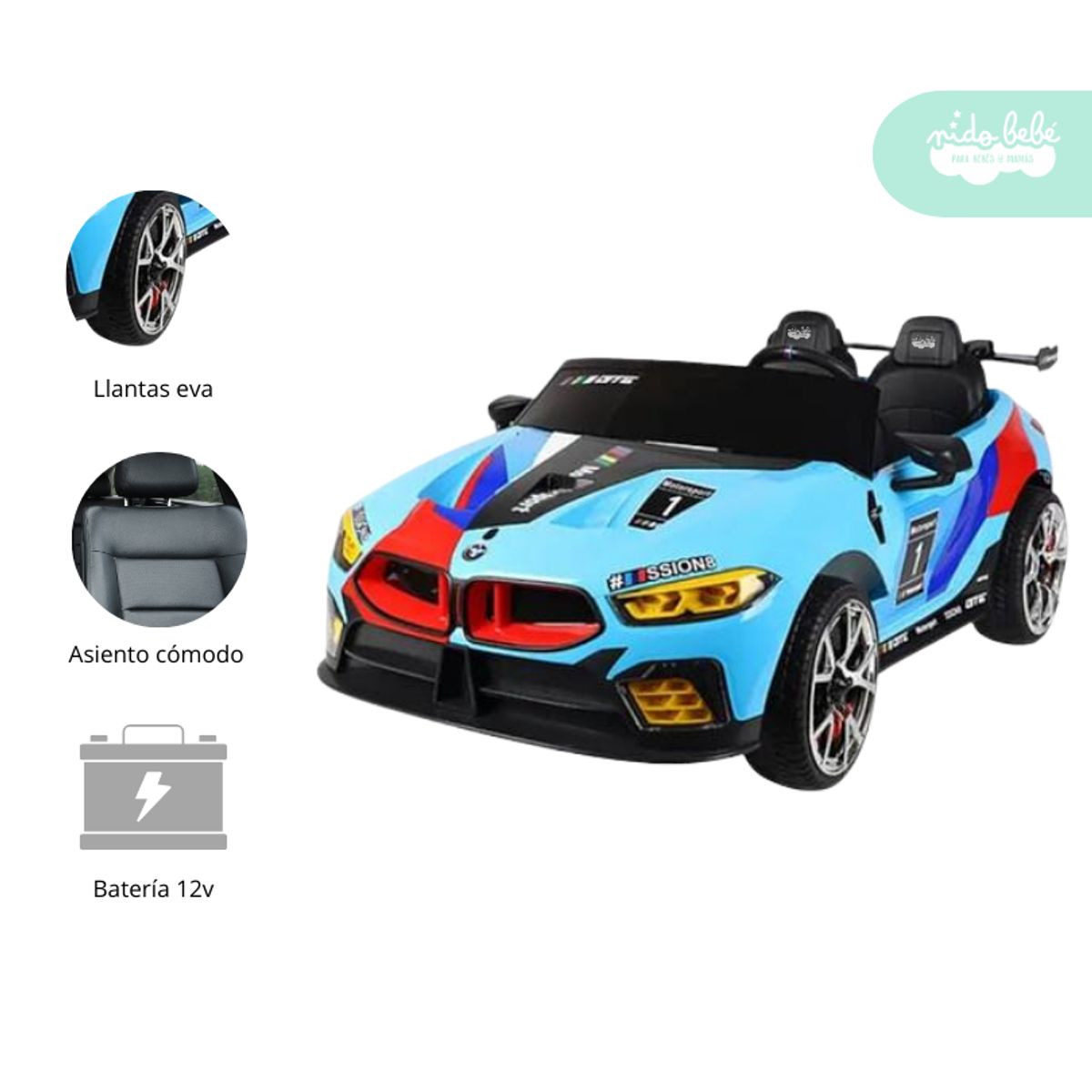 GENERICO - Carrito a Batería para niño Modelo Hart Azul