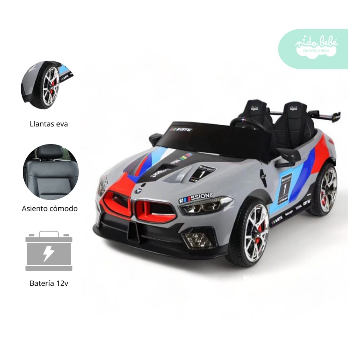 GENERICO - Carrito a Batería para niño Modelo Hart plomo