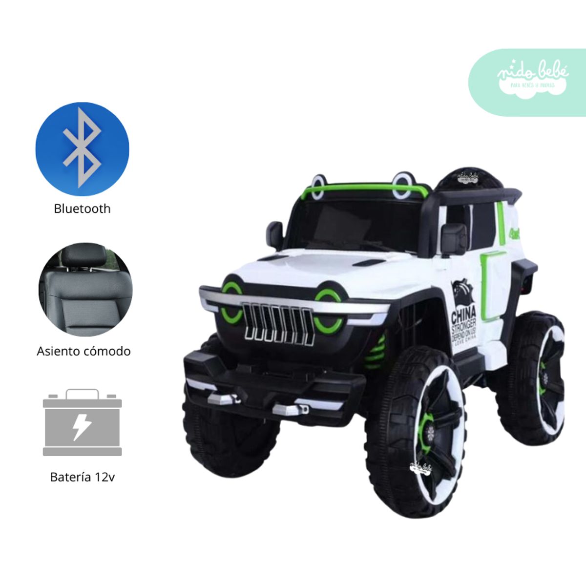 GENERICO - Carrito a Batería para niño Modelo Loki Blanco