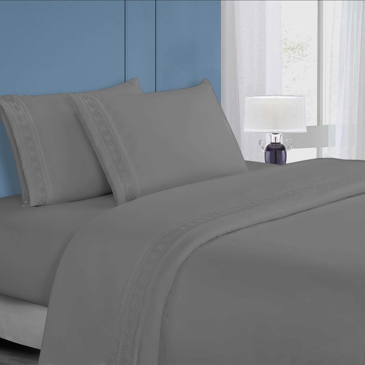 CASATEX - Juego de Sábanas 2 plz 100% Algodón con Bordado