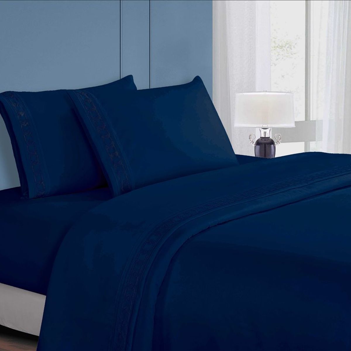 CASATEX - Juego de Sábanas 2 plz 100% Algodón con Bordado