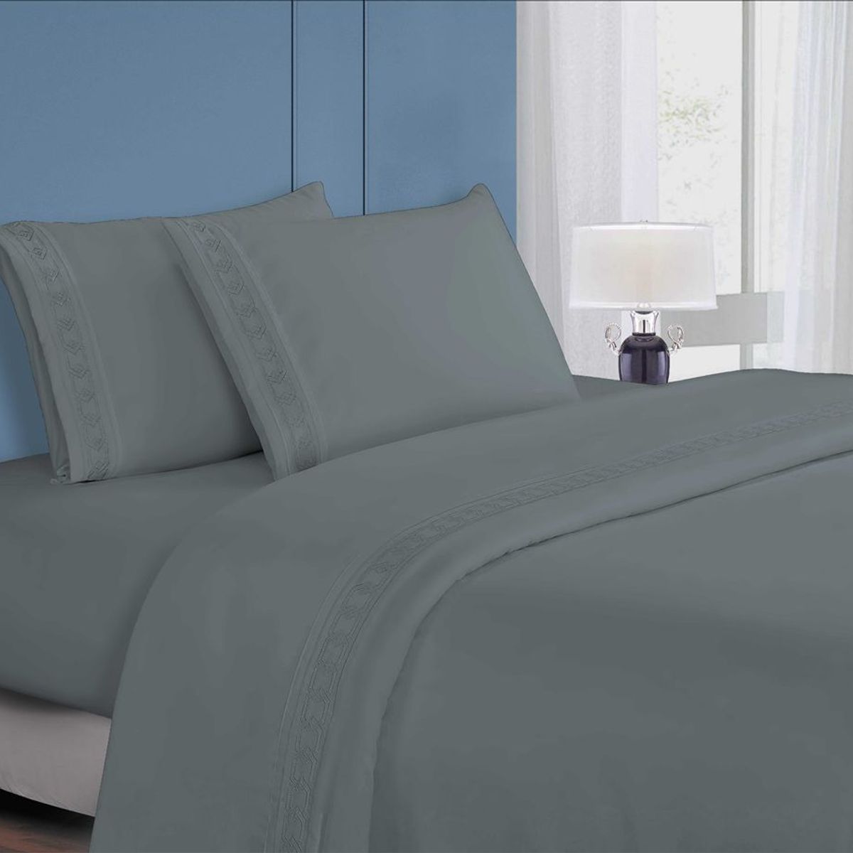 CASATEX - Juego de Sábanas 2 plz 100% Algodón con Bordado