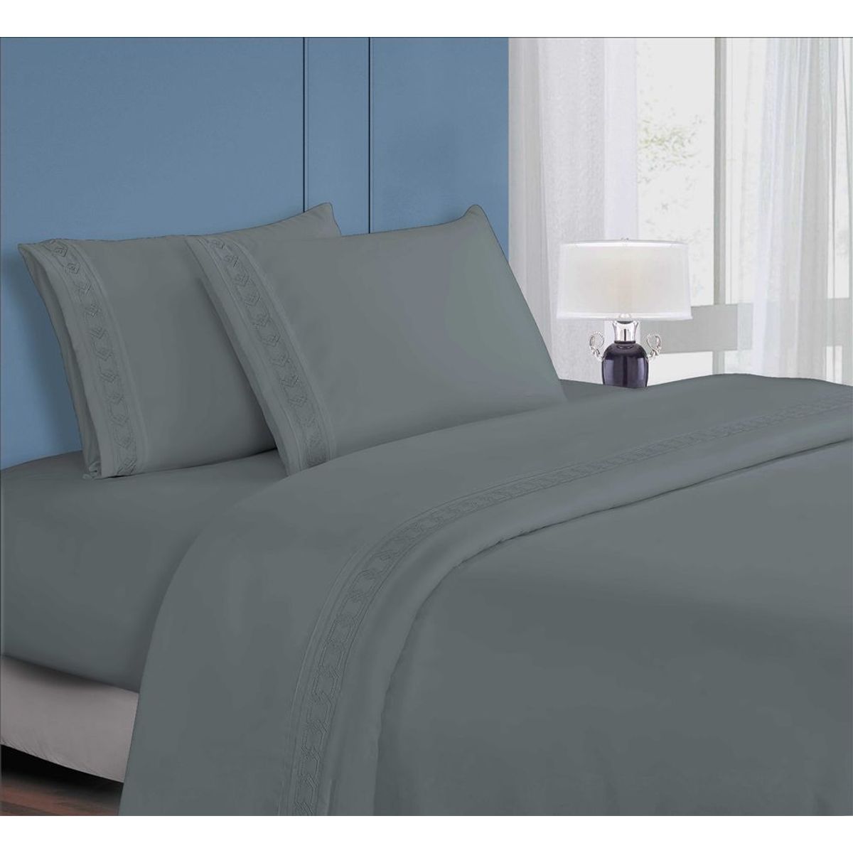 CASATEX - Juego de Sábanas 2 plz 100% Algodón con Bordado