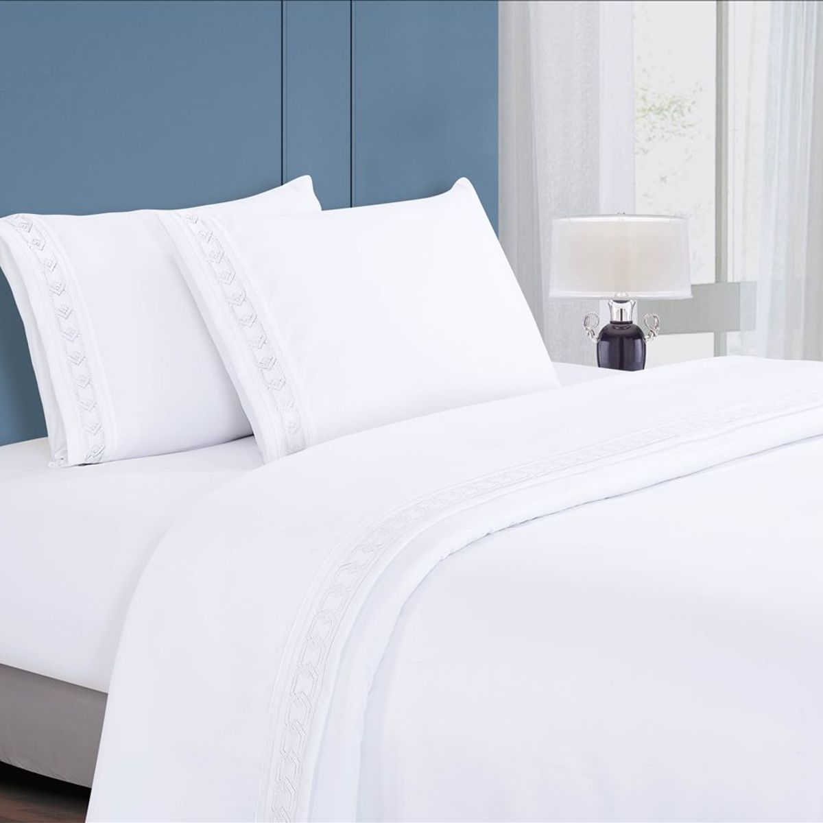 CASATEX - Juego de Sábanas 2 plz 100% Algodón con Bordado