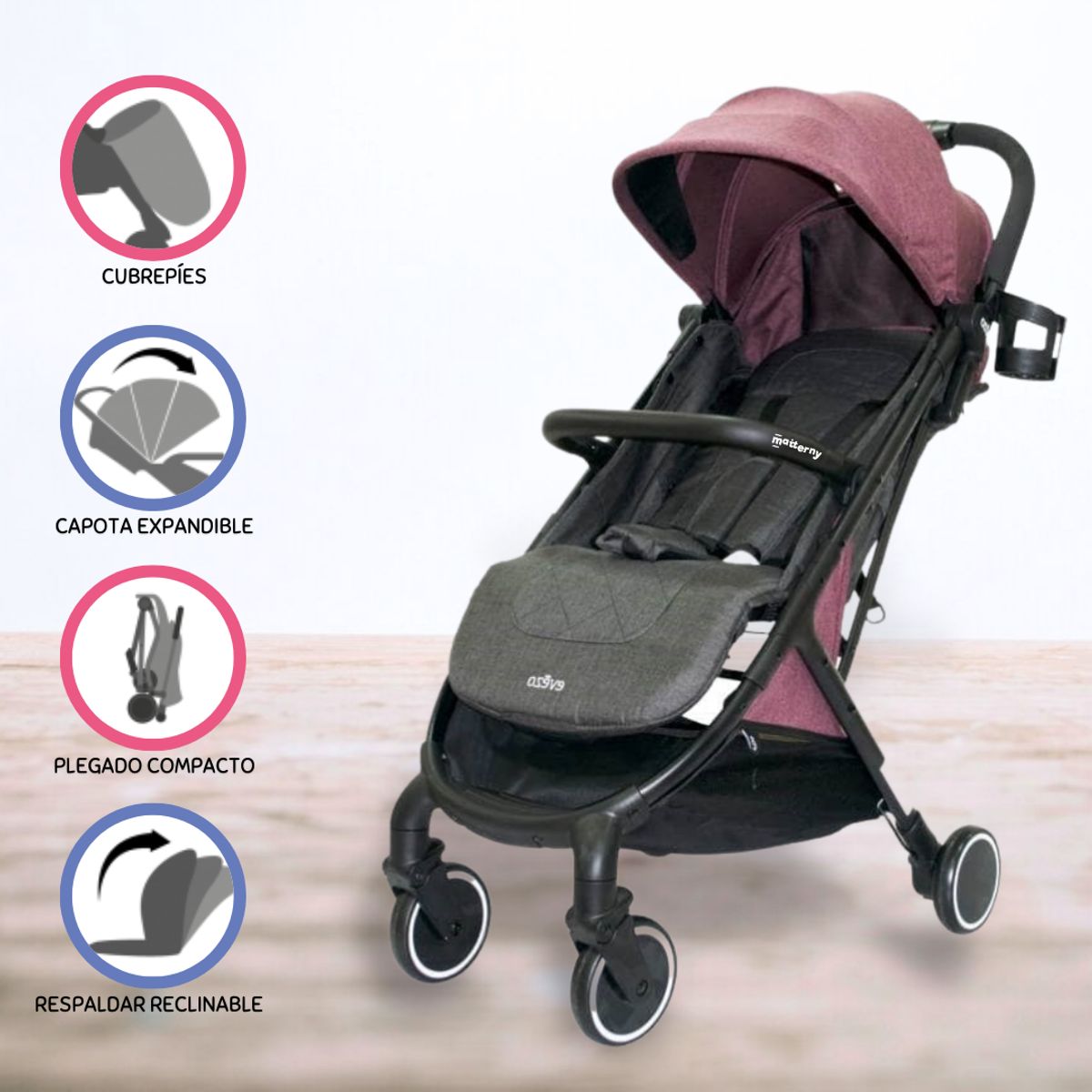 EVEZO - Coche de Paseo Maleta para Bebé «VOIM» Red