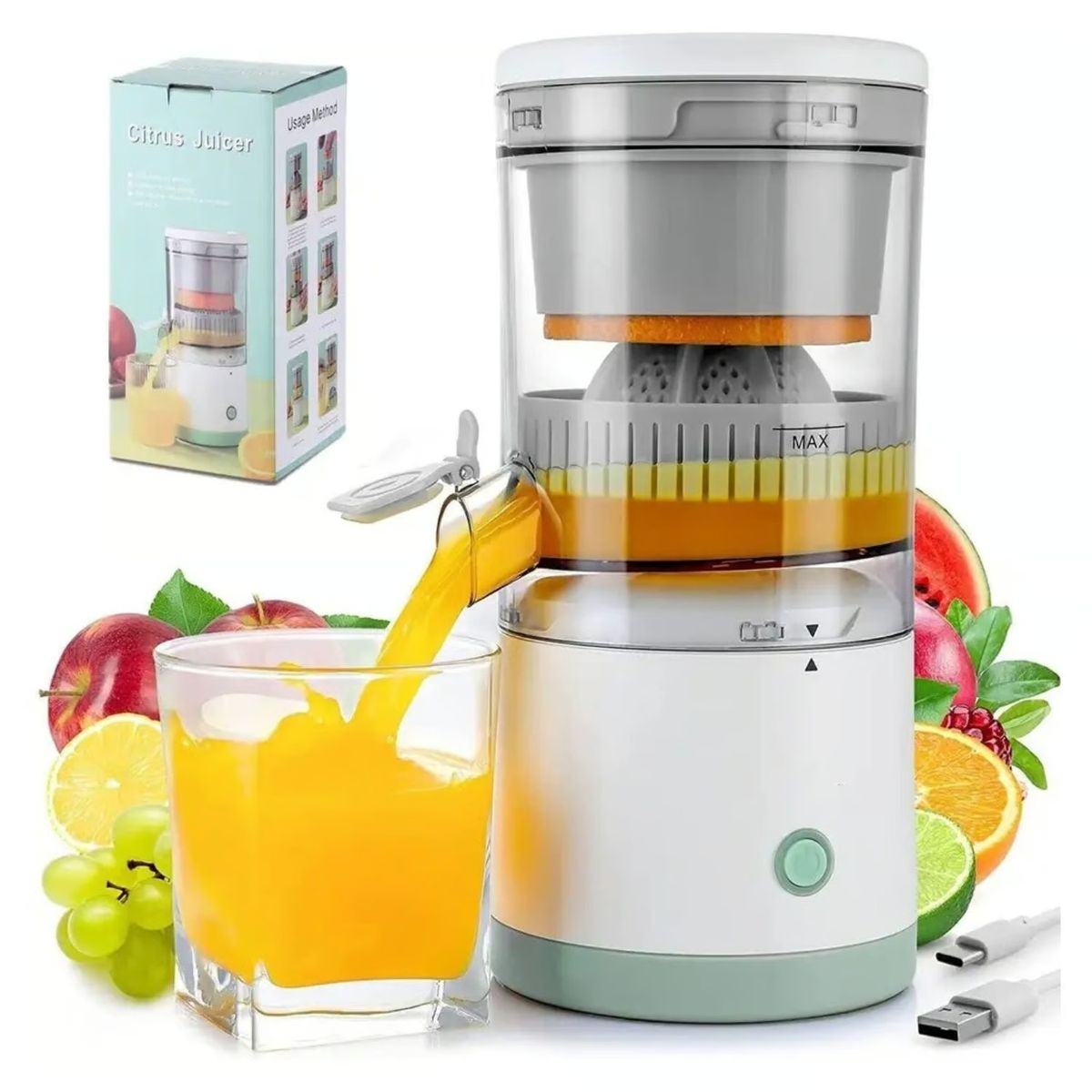 OEM - Exprimidor de Naranjas Cítricos y Frutas Eléctrico Portátil Recargable