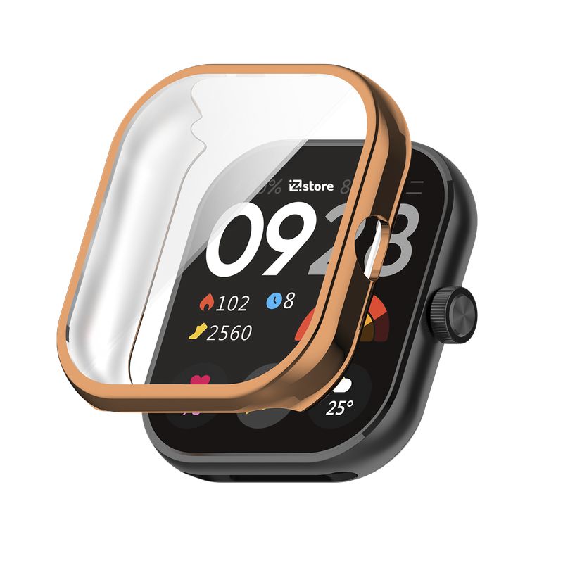 GENERICO - Case con Protector Redmi Watch 4 Metalizado Golden Rose
