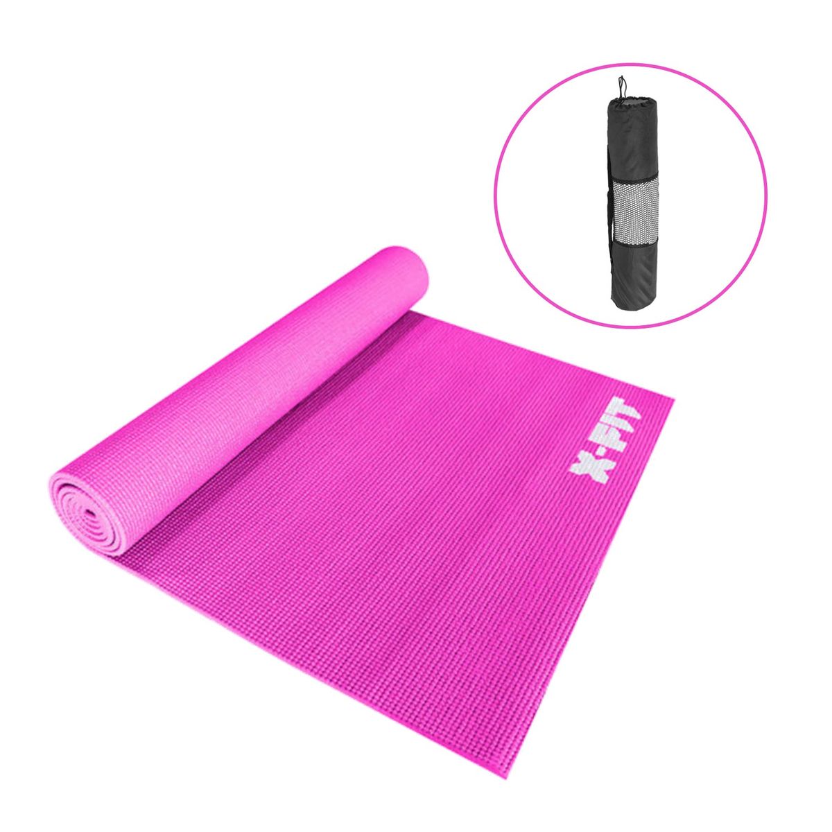 GENERICO - PISO MAT PARA YOGA 6MM FITNESS MÁS FUNDA X-FIT ROSADO