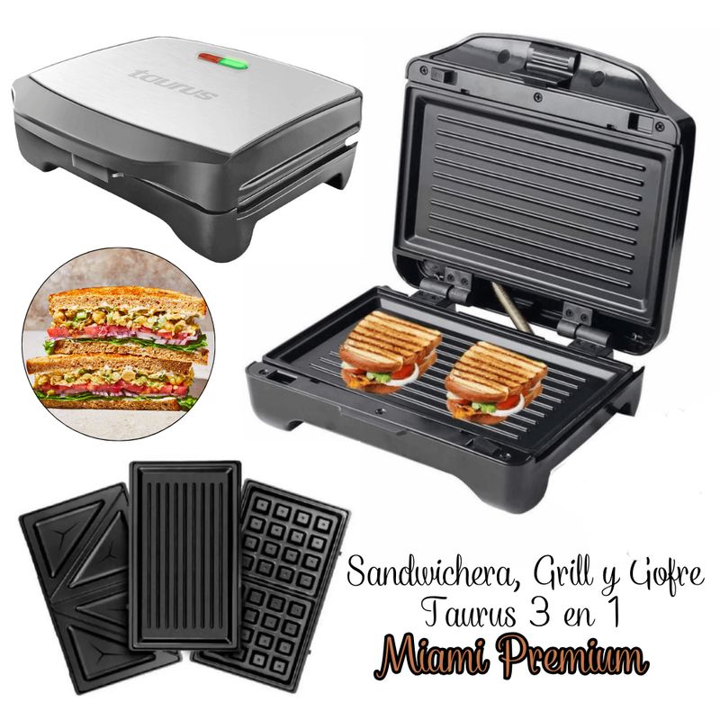 TAURUS - Sandwichera, Grill y Gofre Taurus 3 en 1