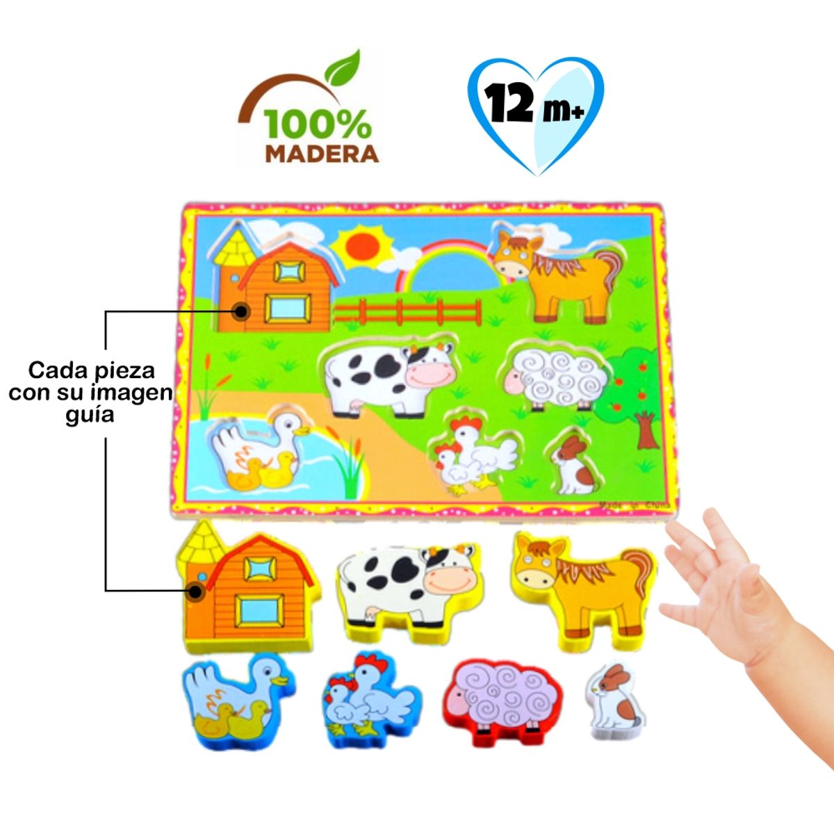 EDUCA - Rompecabezas en Alto Relieve de Animales de la Granja MOD1