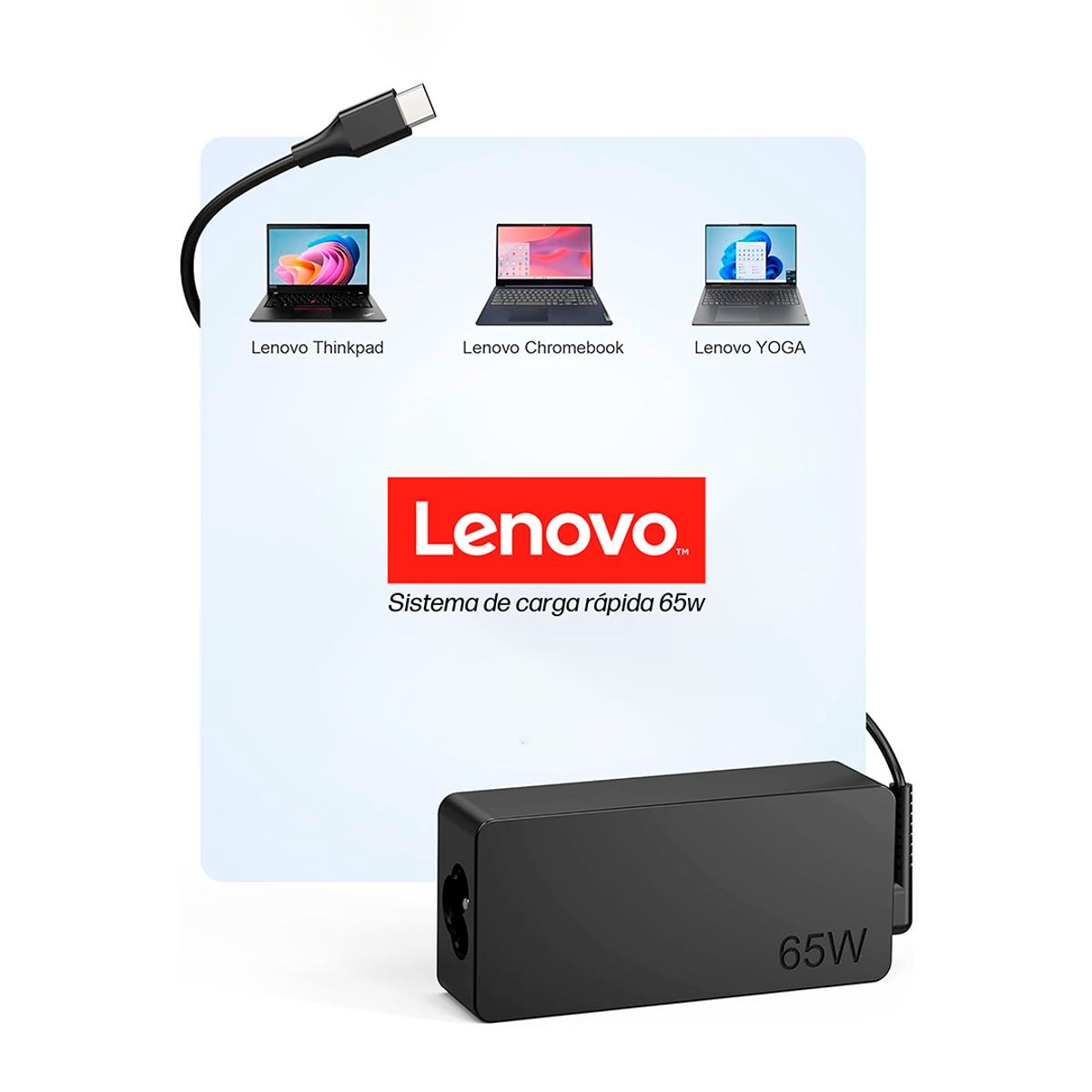 LENOVO - Cargador Lenovo Tipo C 65w 20v 3-25a ORIGINAL