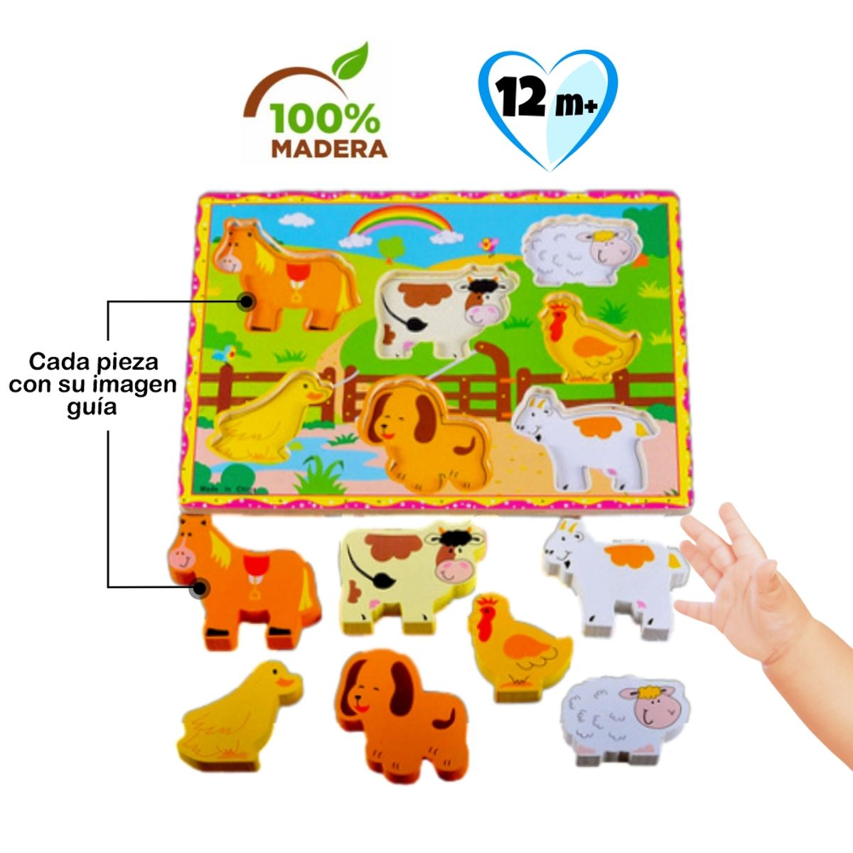 EDUCA - Rompecabezas en Alto Relieve de Animales de la Granja MOD2