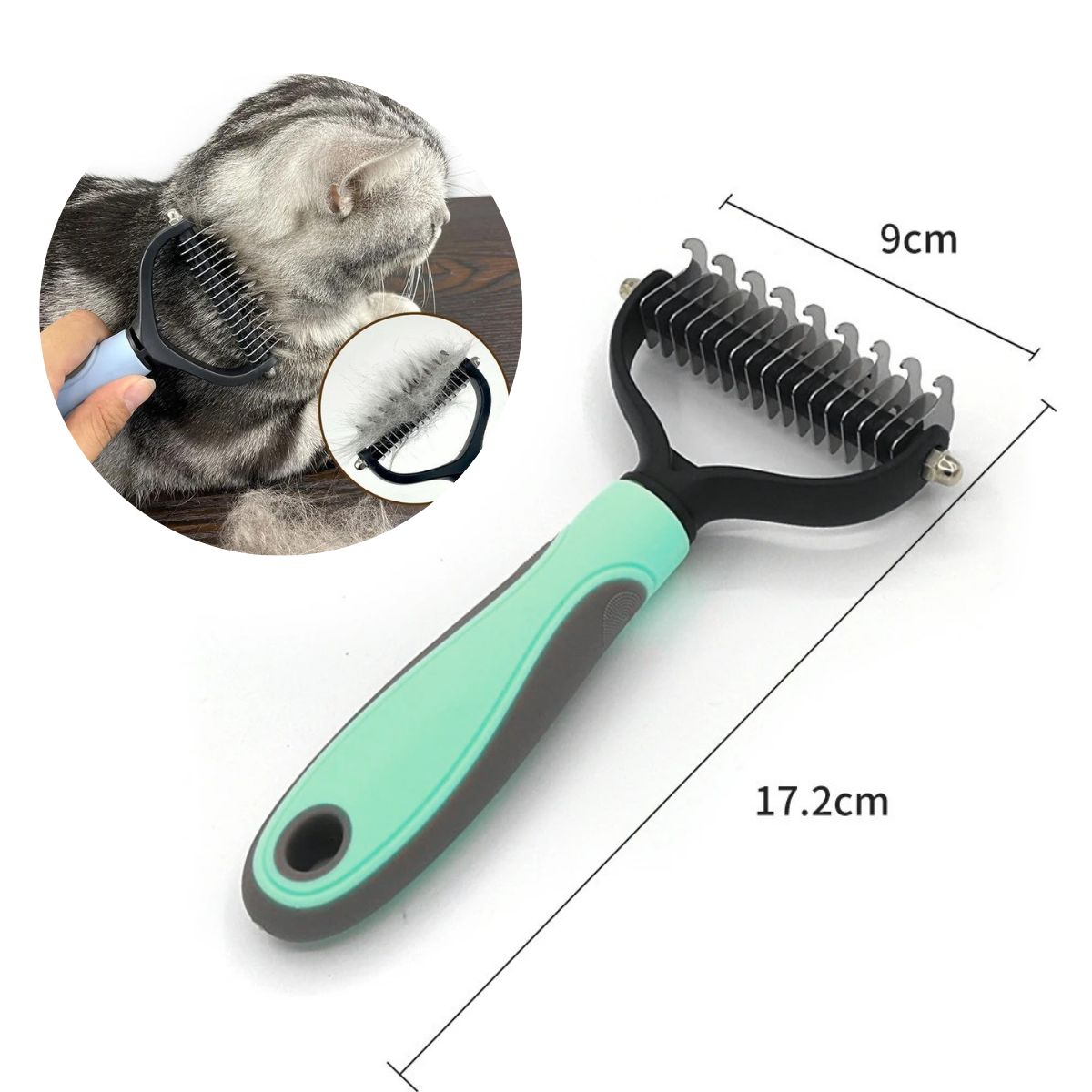 GENERICO - CEPILLO-PEINE DESMOTADOR PARA PERROS Y GATOS VERDE