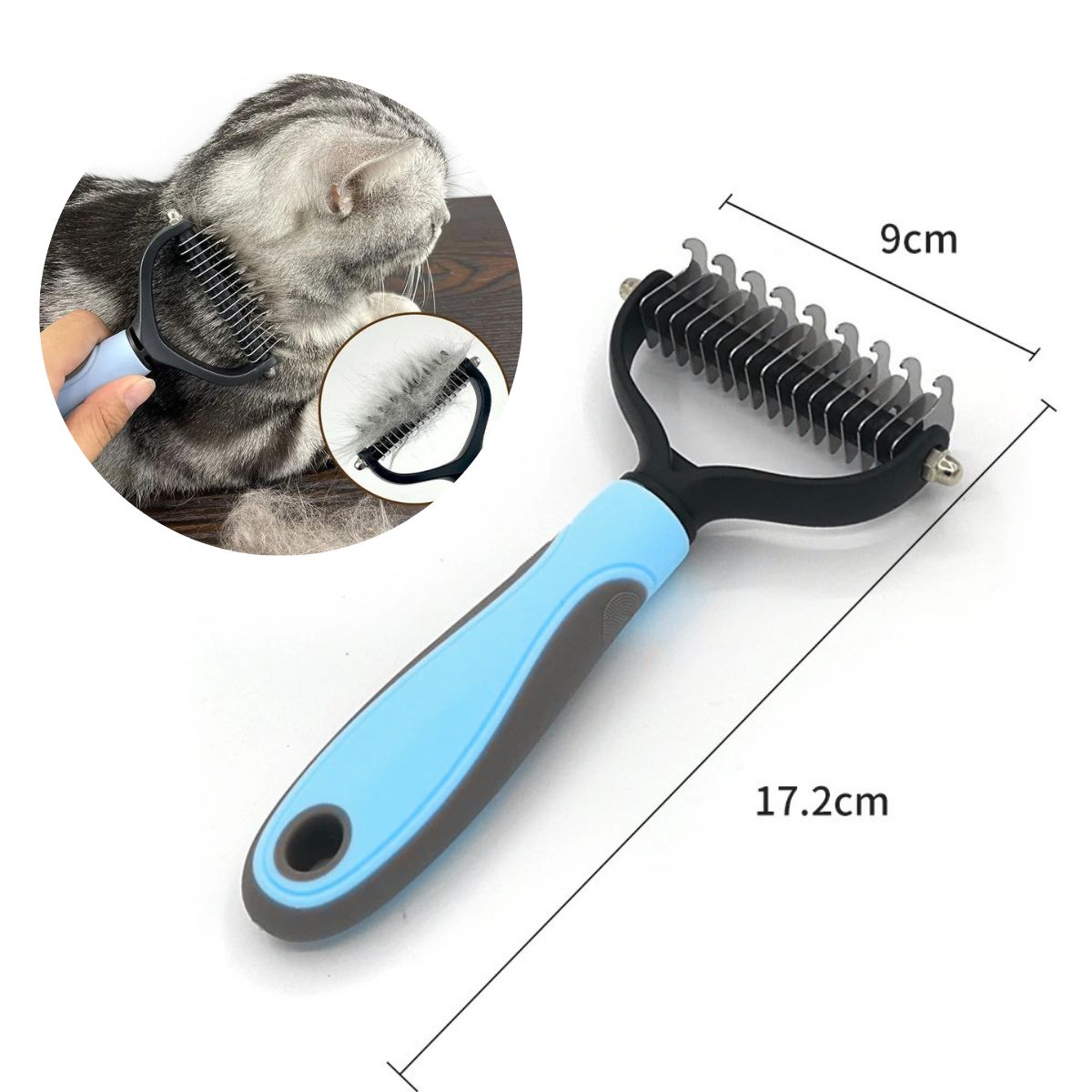 GENERICO - CEPILLO-PEINE DESMOTADOR PARA PERROS Y GATOS CELESTE