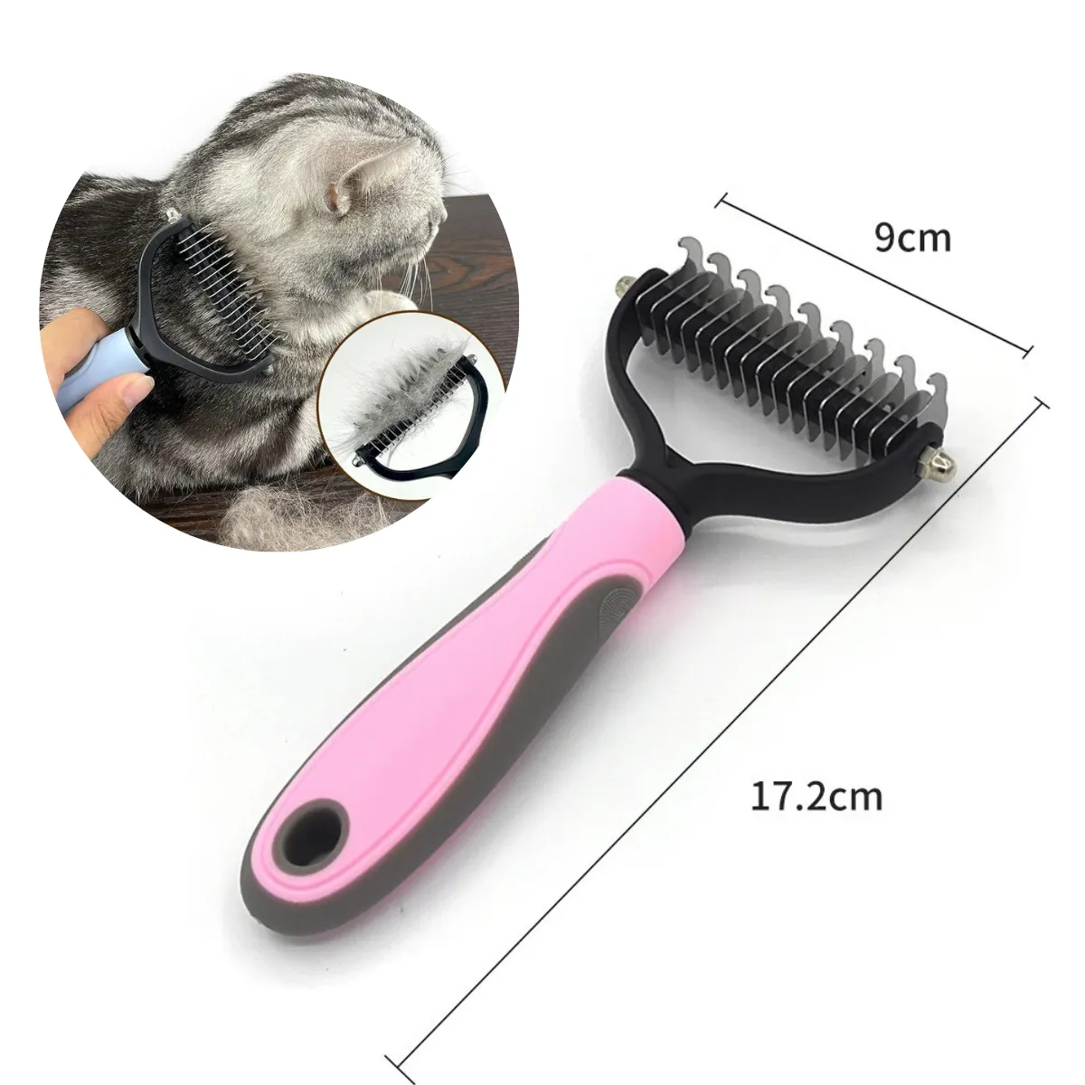 GENERICO - PEINE DESMOTADOR PARA PERROS Y GATOS ROSADO