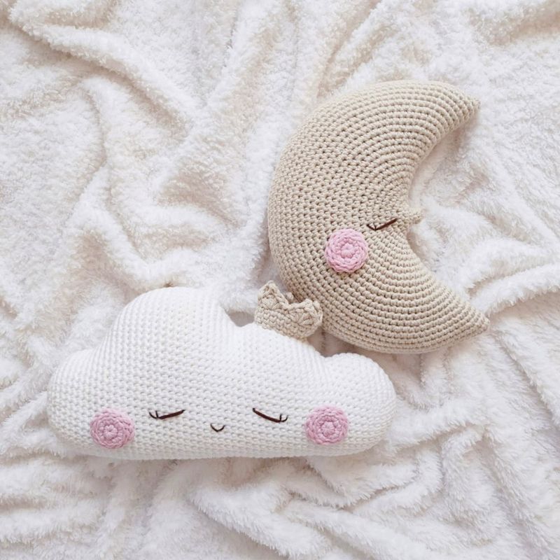 BE CRAFTY - Pack x2 Cojines para Cuna de Bebé BE CRAFTY Nube y Luna